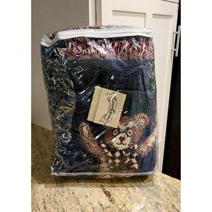 Chatham Cotton Classics Throw Blanket Woven Fringe Bears Flag Vest New 46x67